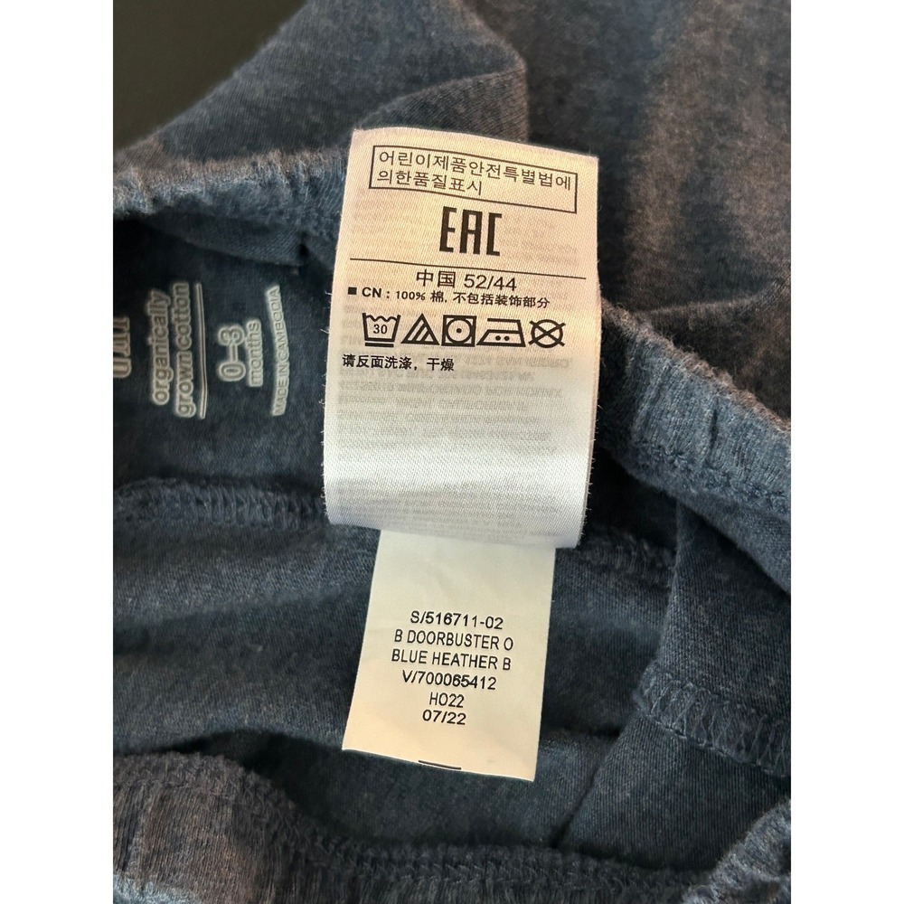 Baby Gap Blue Heather Organic Cotton Jogger Pants 0-3 Months 1341 - Picture 6 of 13